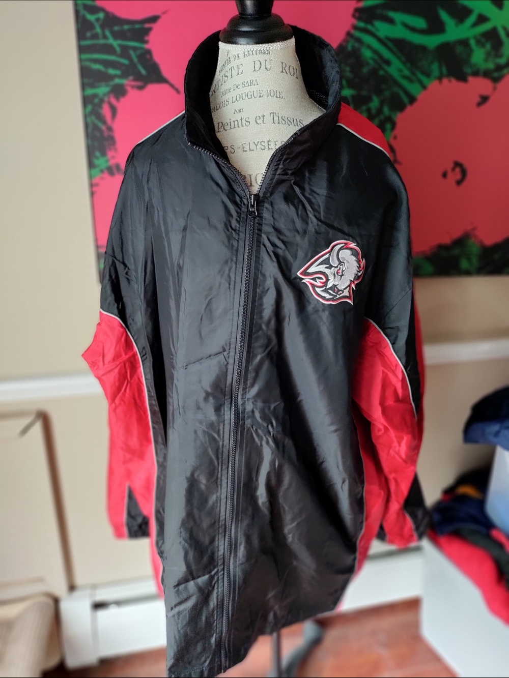 Y2K Vintage Men's Buffalo Sabres "Goathead" Logo Windbreaker Jacket Size XXL